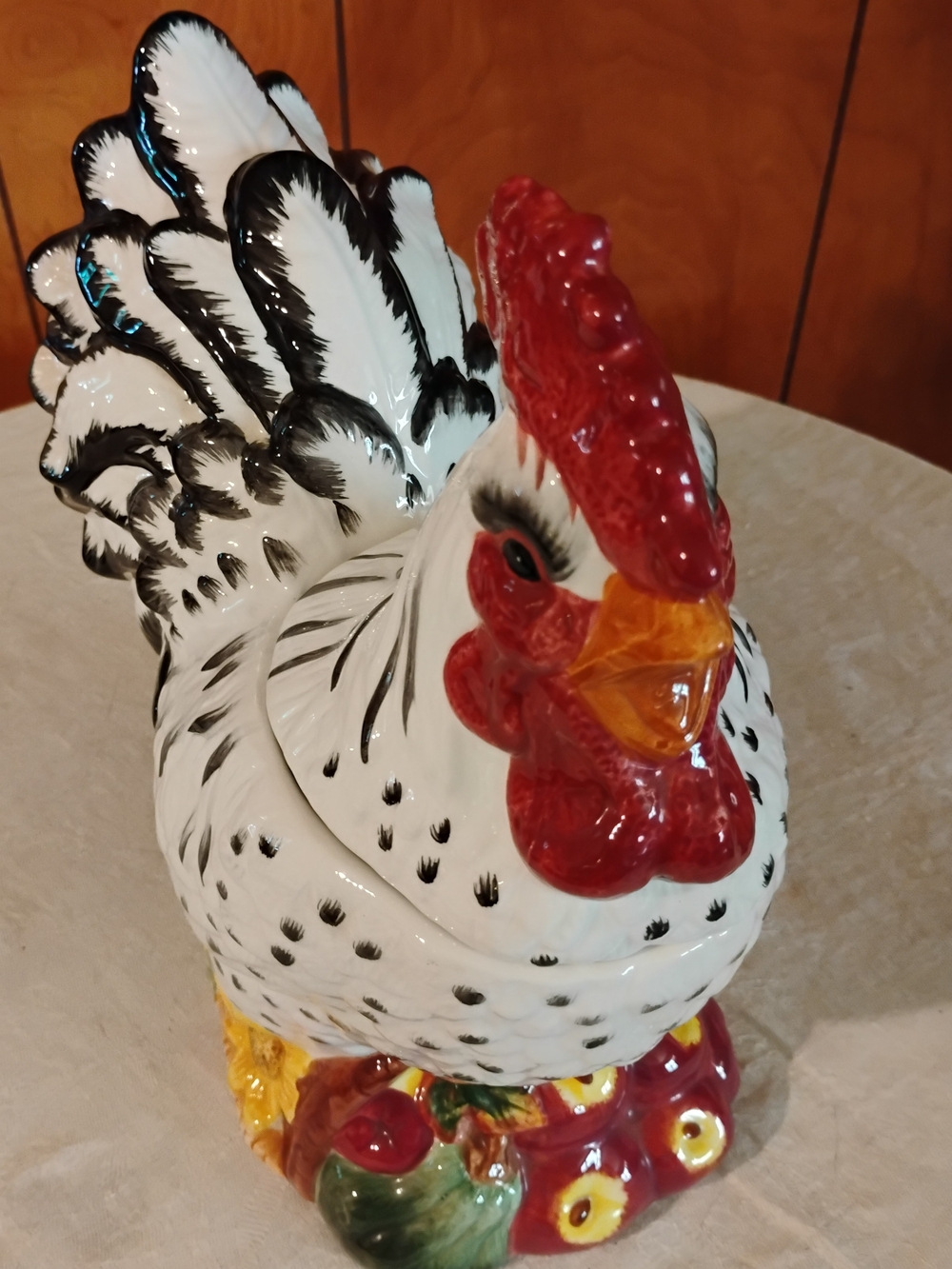 GKRO Large Collectible Rooster Cookie Jar - White and Black Vintage - Picture 4 of 10